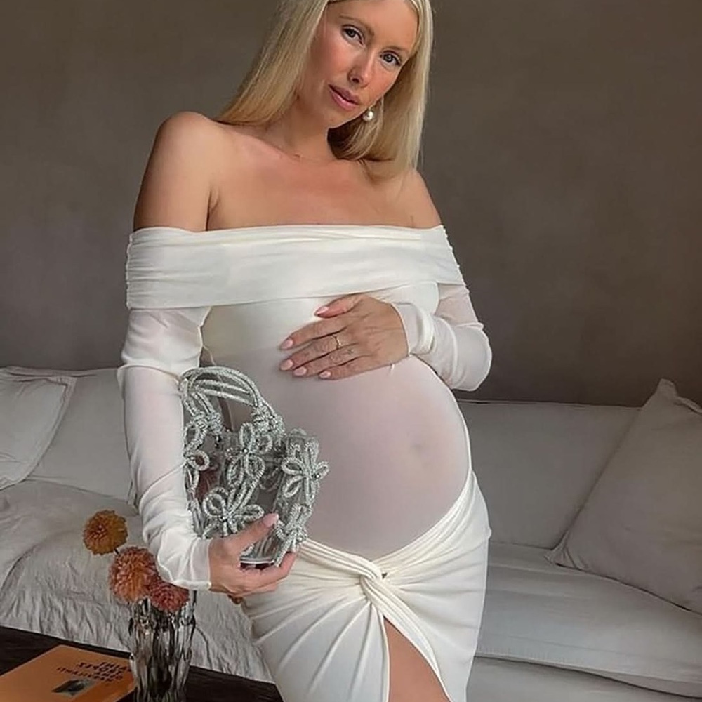 Off-Shoulder Ivory Maternity Top